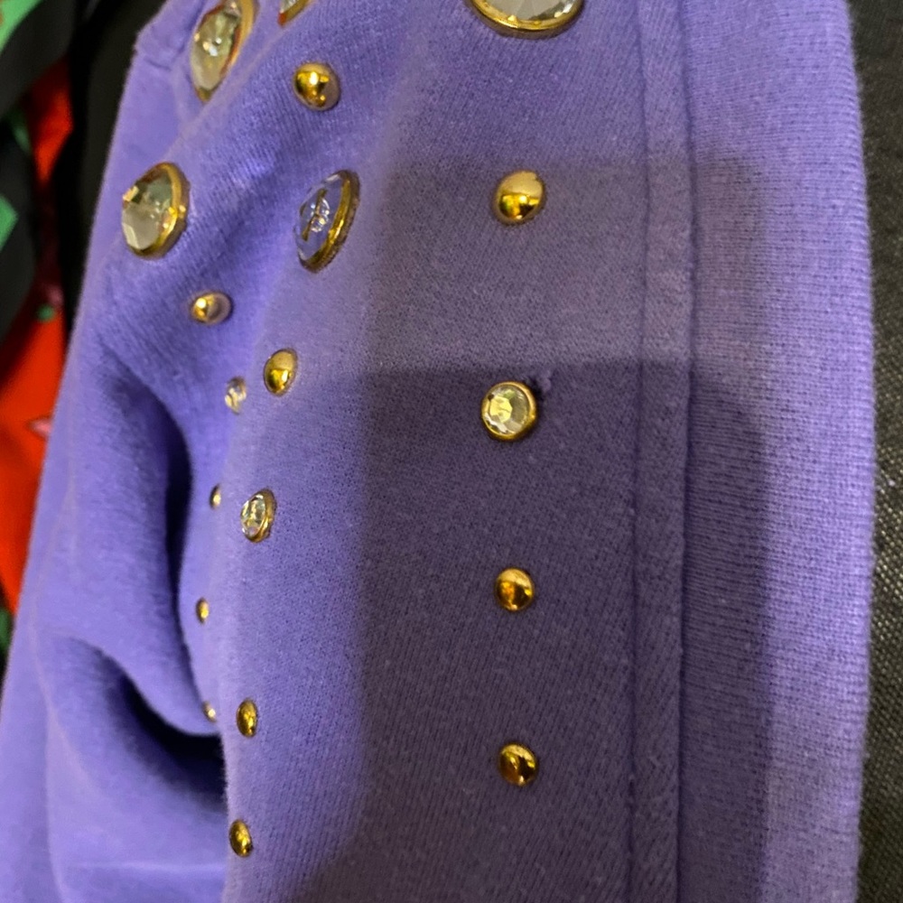 Vintage, Gepetto, purple, embellished, button-down, cardigan jacket.. - Picture 2 of 8